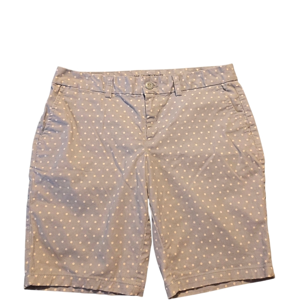 GAP Khakis Light Blue w/White Polka Dots 9 Inch Bermuda Shorts Size 4